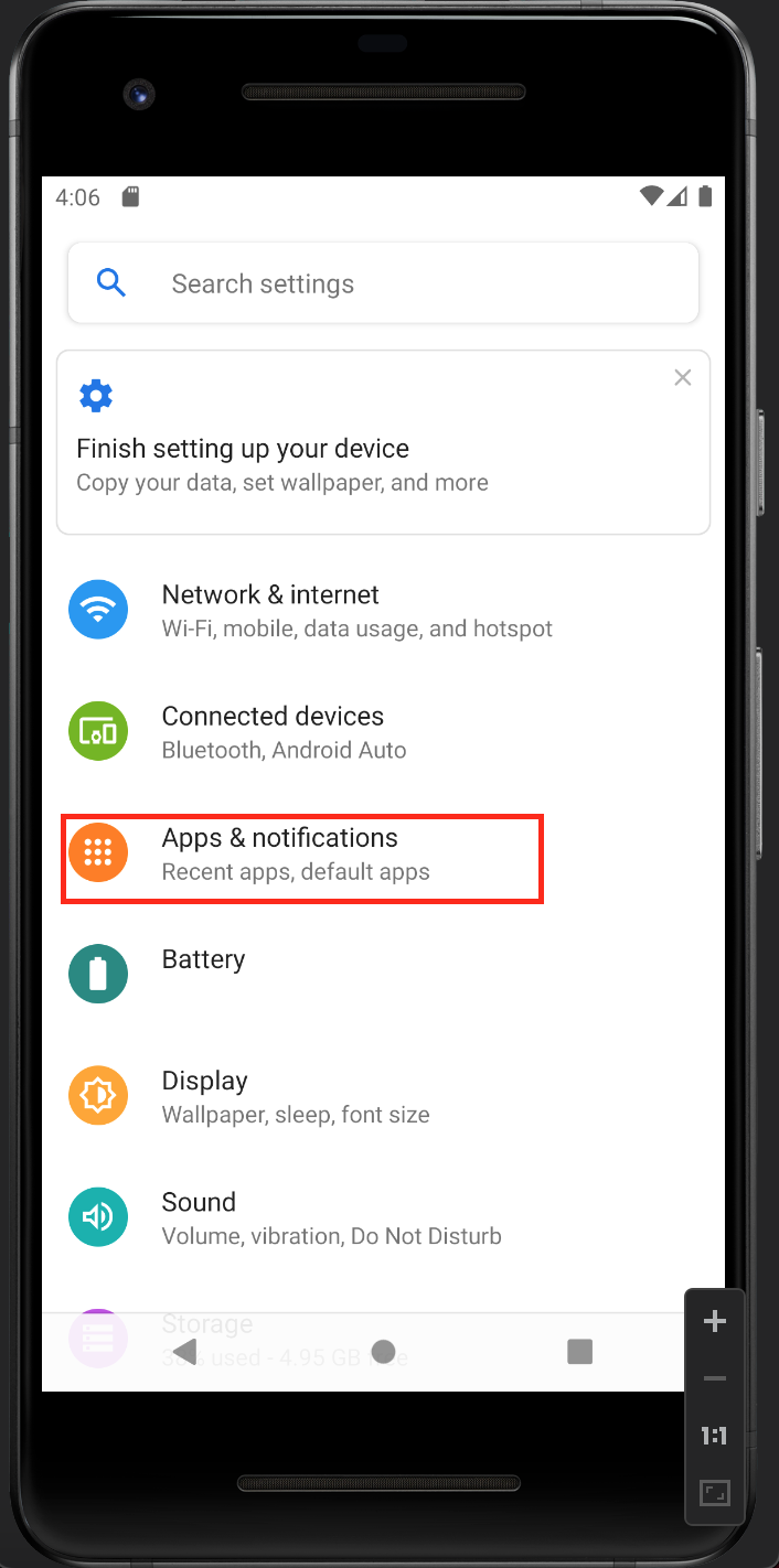 notifications라는 문구가 적힌 메뉴를 들어간다.